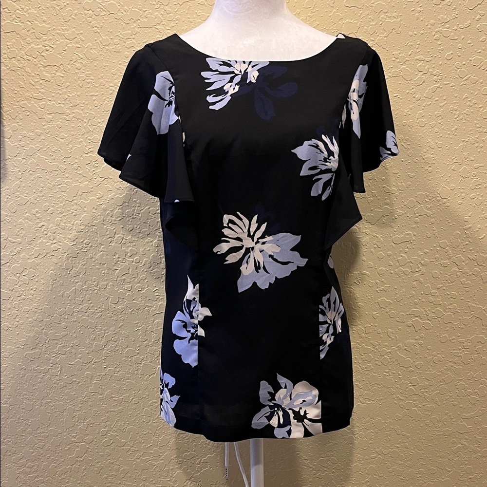 Banana Republic Black and White Floral Blouse